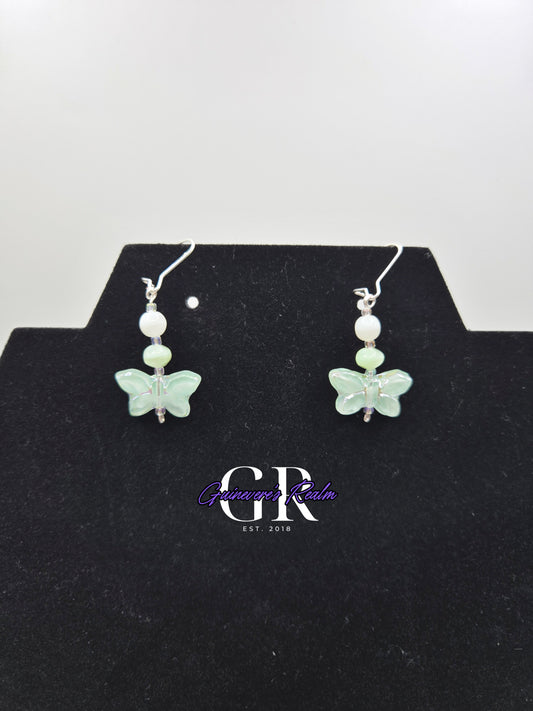 Uranium Glass Butterfly Earrings
