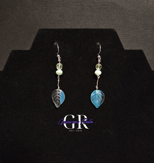 Uranium Glass Leaf Earrings