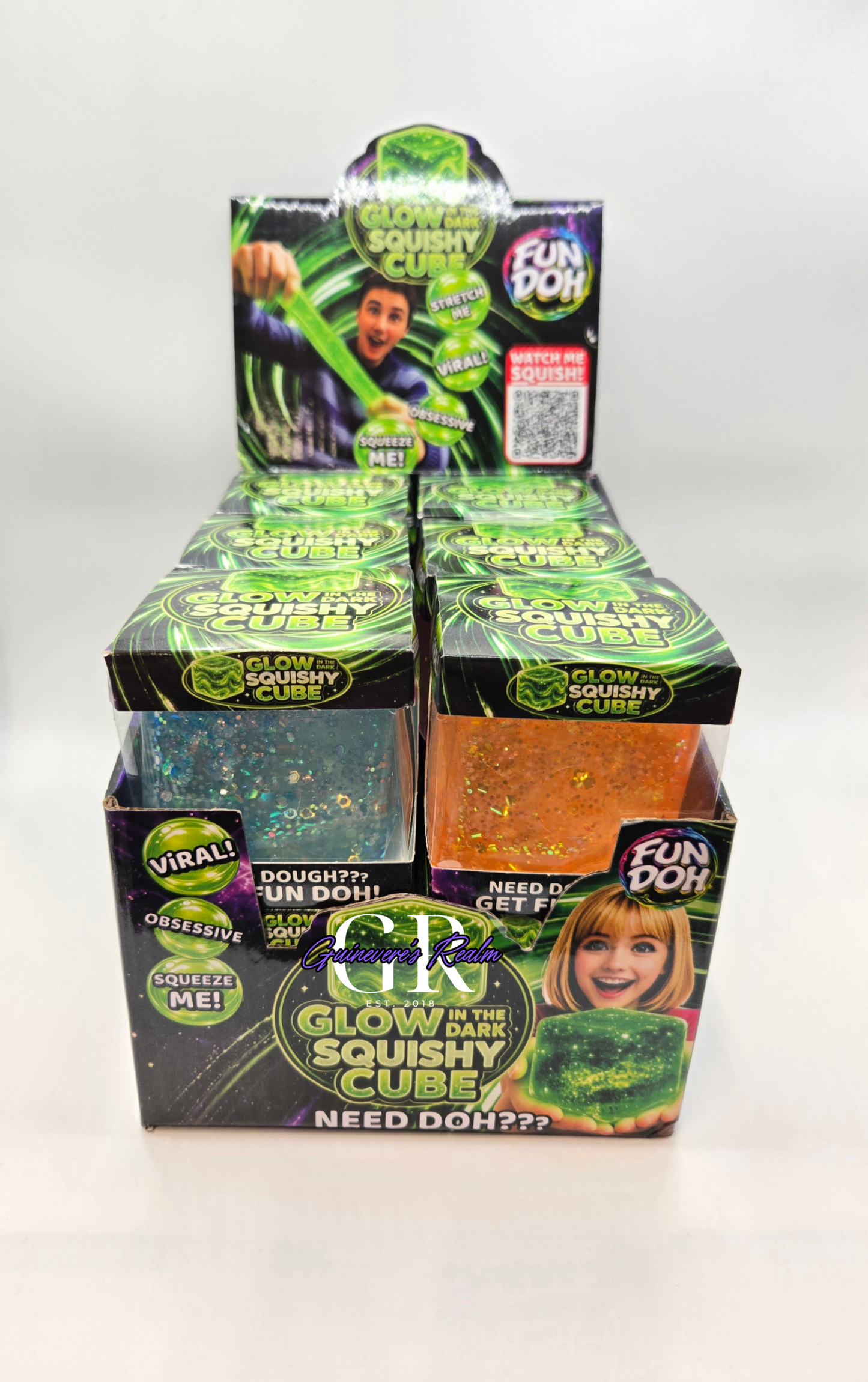Fun Doh Glow in the Dark Squishy Sparkle Cube