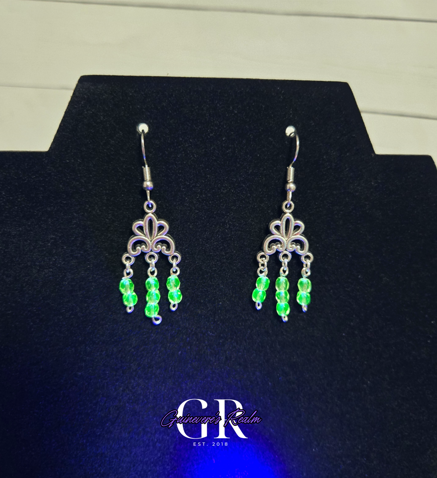 Uranium Glass Chandelier Earrings