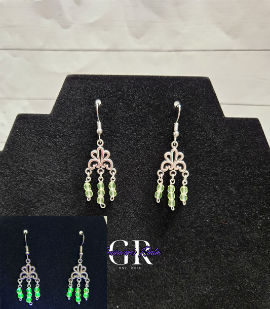 Uranium Glass Chandelier Earrings