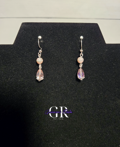 Uranium Glass Earrings Pink