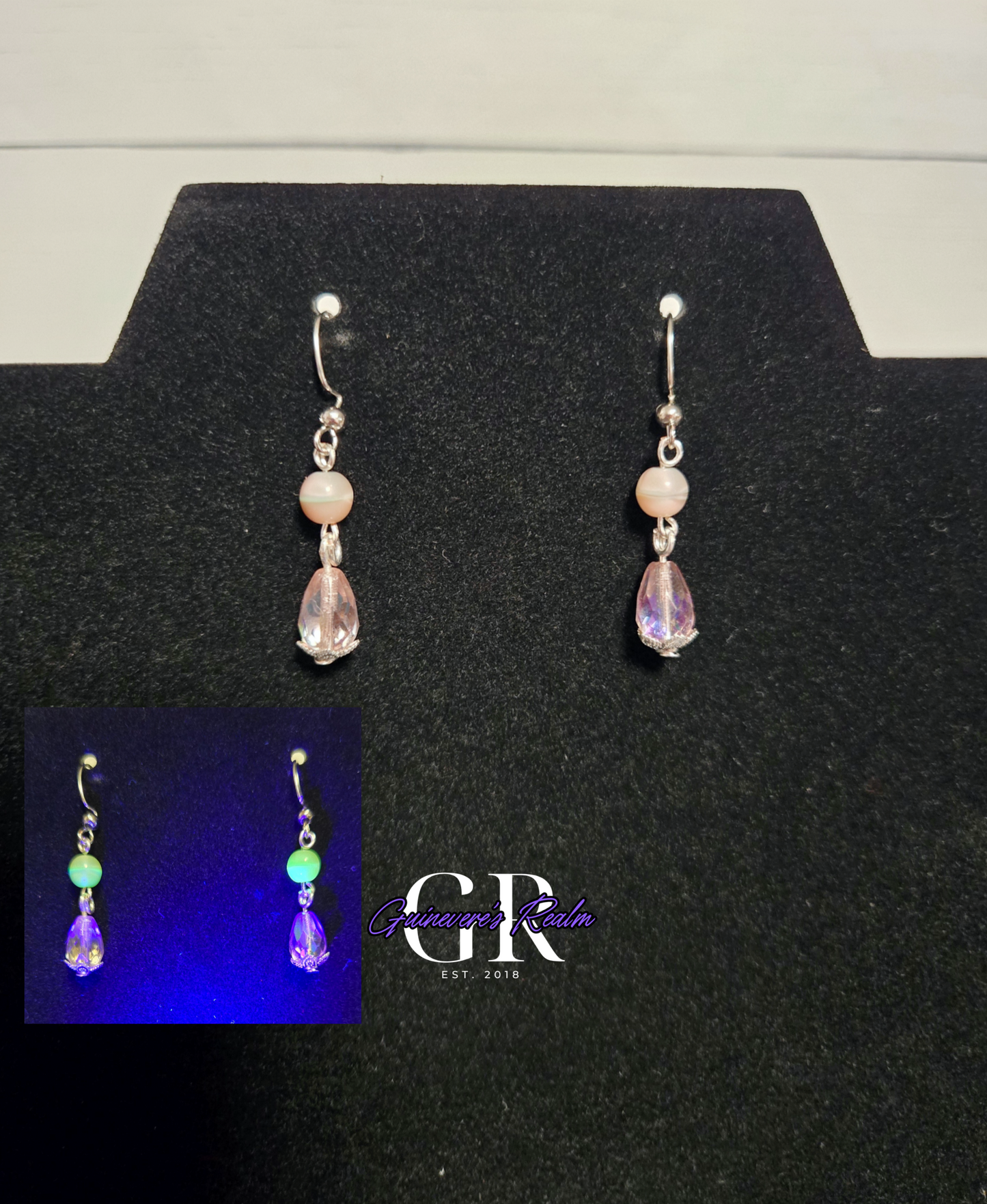 Uranium Glass Earrings Pink