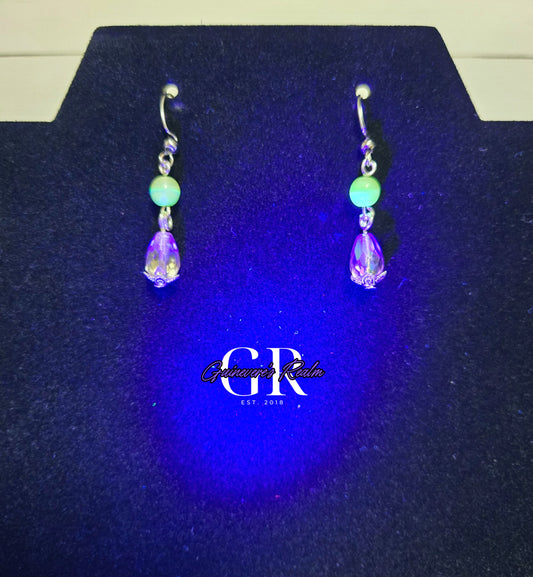 Uranium Glass Earrings Pink