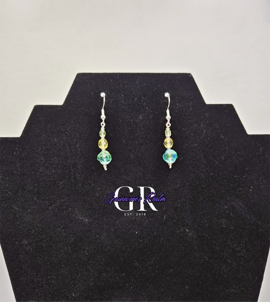 Uranium Glass Earrings Blue Yellow