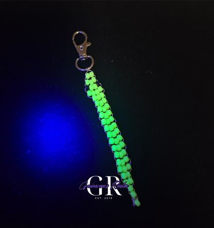 Uranium Glass Bead Snake Keychain