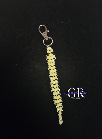 Uranium Glass Bead Snake Keychain