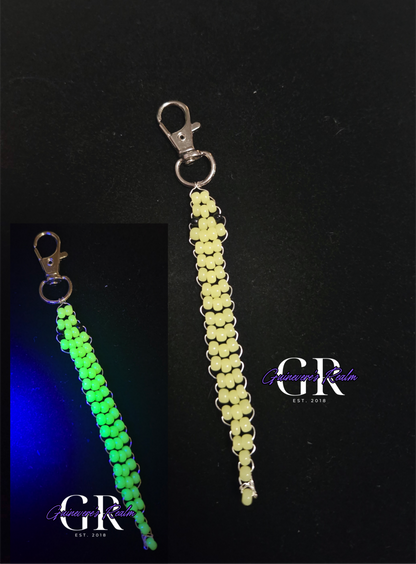 Uranium Glass Bead Snake Keychain
