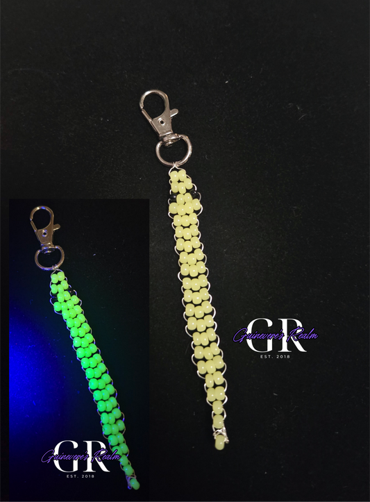 Uranium Glass Bead Snake Keychain