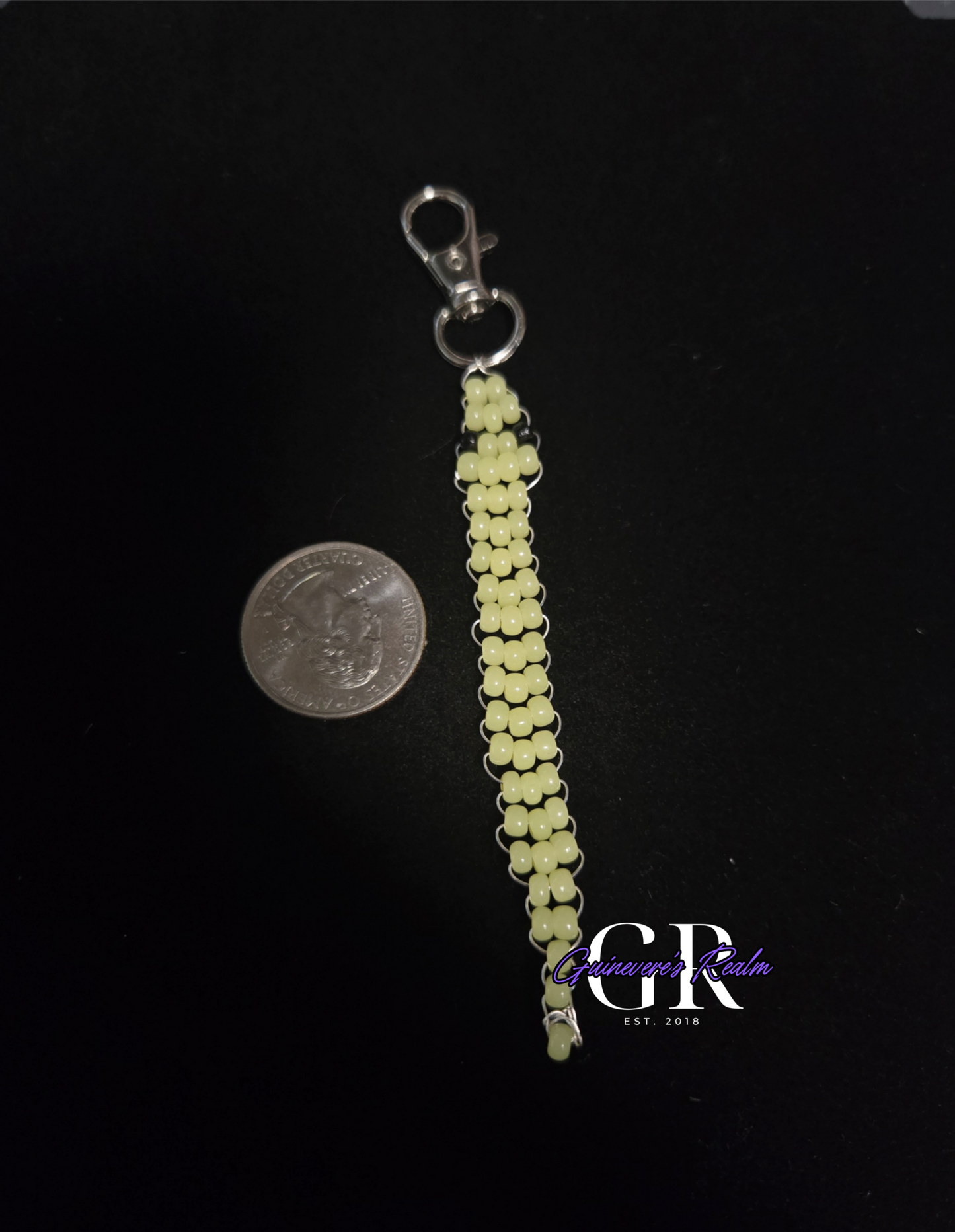 Uranium Glass Bead Snake Keychain