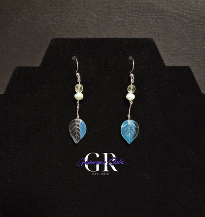Uranium Glass Leaf Earrings