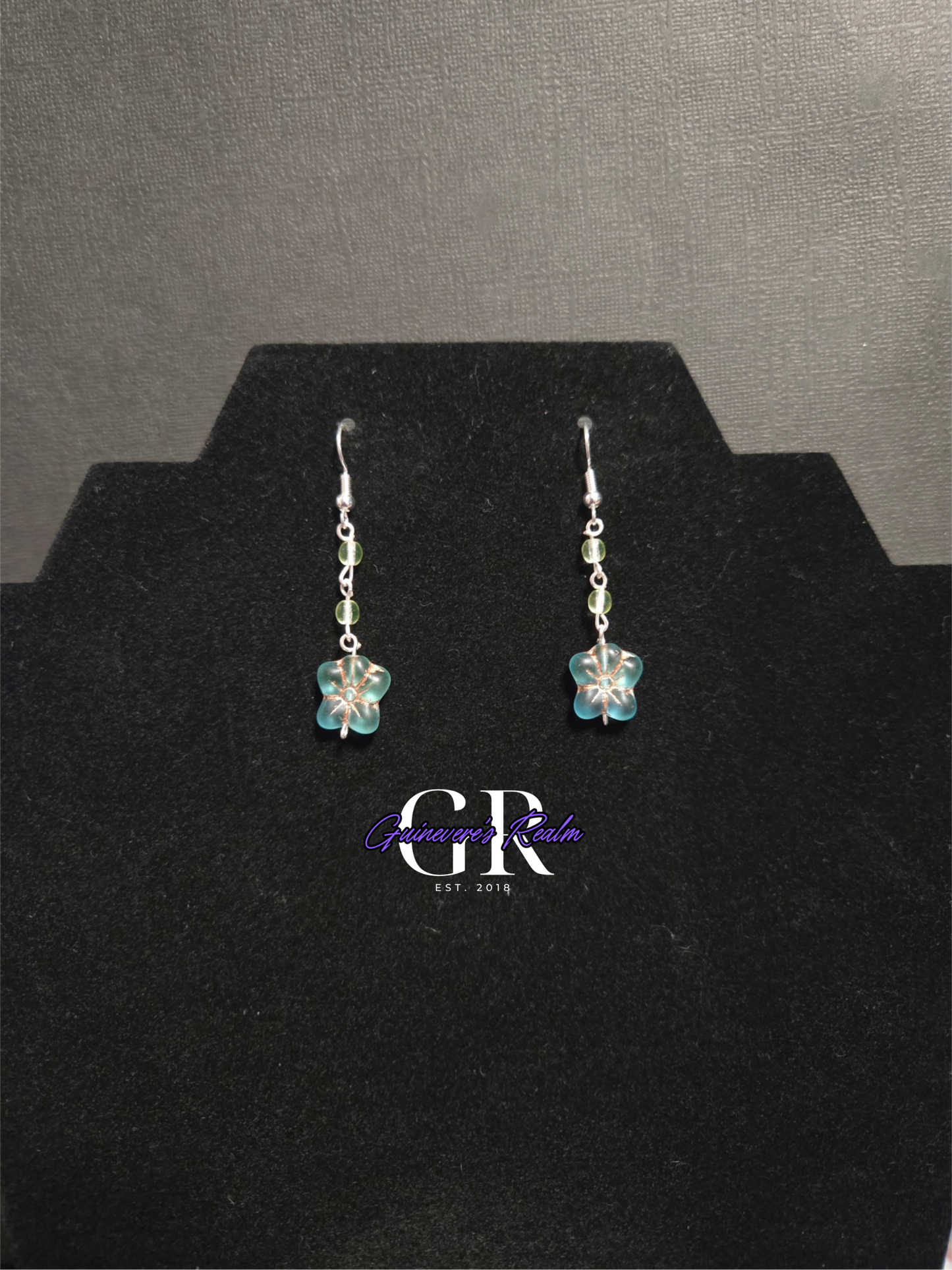 Uranium Glass Flower Earrings