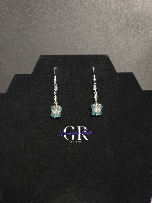 Uranium Glass Flower Earrings