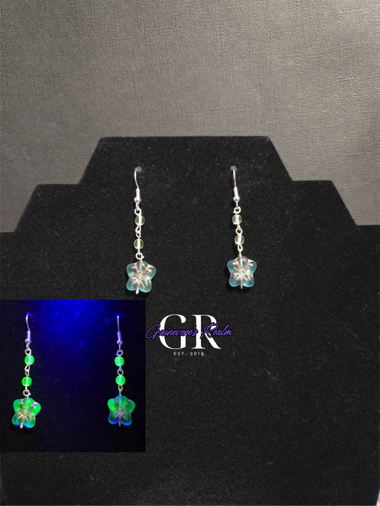 Uranium Glass Flower Earrings