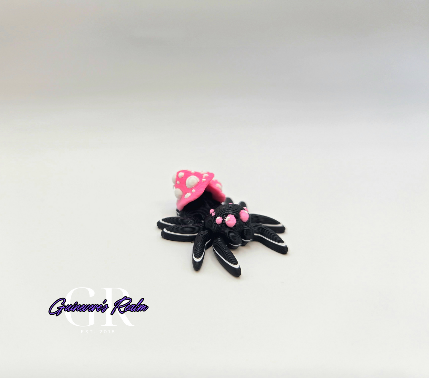 3D Printed Mini Animal Pink Mushroom Spider