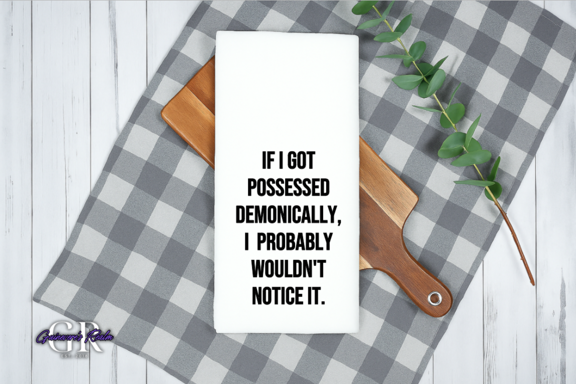 Funny Possessed Flour Sack Towel