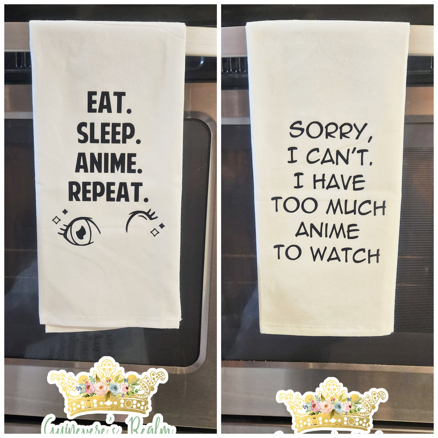 Eat Sleep Anime Towel, Sorry I Can't I Have Too Much Anime to Watch Tea Towel